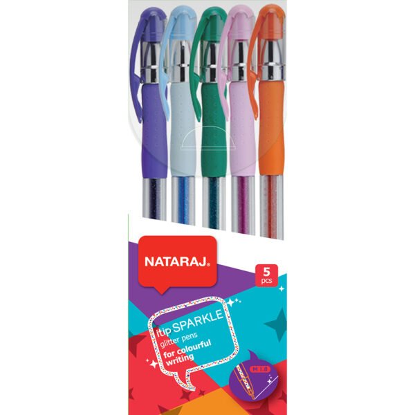Nataraj Sparkle Glitter Pen - 5 assorted color - PKT (5pcs)