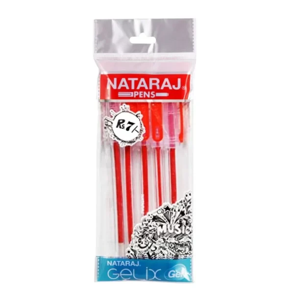 Nataraj Gelix Gel Pen Red - Pkt (5 Pcs)