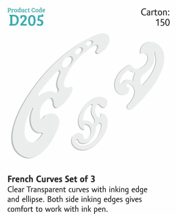 Khyati D205 French Curve Set of 3 ?.Exempt