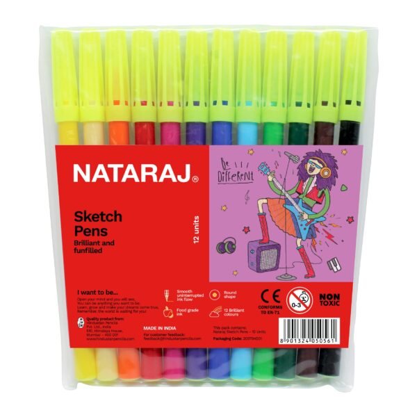 Nataraj Sketch Pen - 12 Colors
