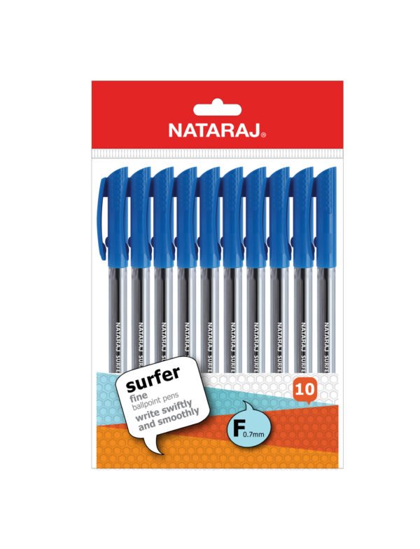 Nataraj Surfer Pen - Blue 10 Pc