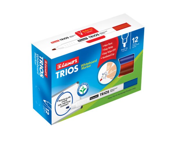 Luxor TRIOS Whie board Marker Assorted Clrs - Pkt (12 Pcs)