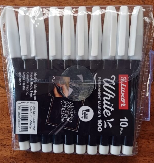 Luxor White Permanent Marker 10 Pc